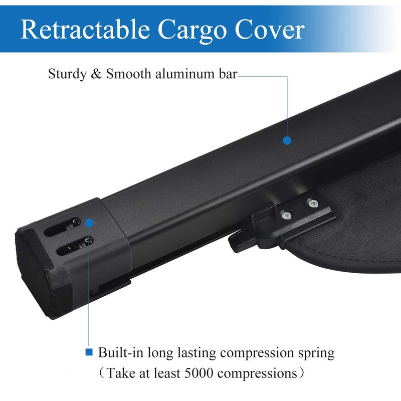 VeCarTech Cargo Security Shade Cover Compatible with Kia Telluride 2025 2024 2023 2022 2021 2020 Black Privacy Screen Retractable Rear Storage Waterproof Cargo Cover Luggage Security Shield Shade - Image 3